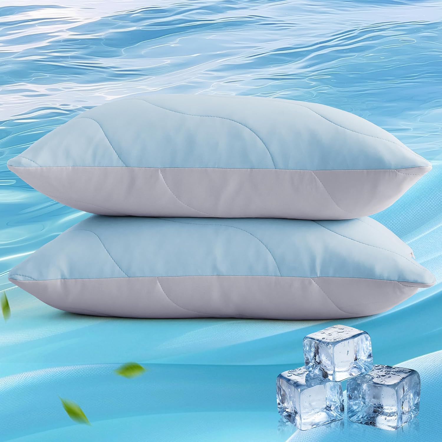ThreeGeese Three Geese Cooling Goose Feather Down Pillows Standard Size Set of 2, Q-Max>0.45, Cool Hotel Bed Pillows for Hot Sleepers, Wash…