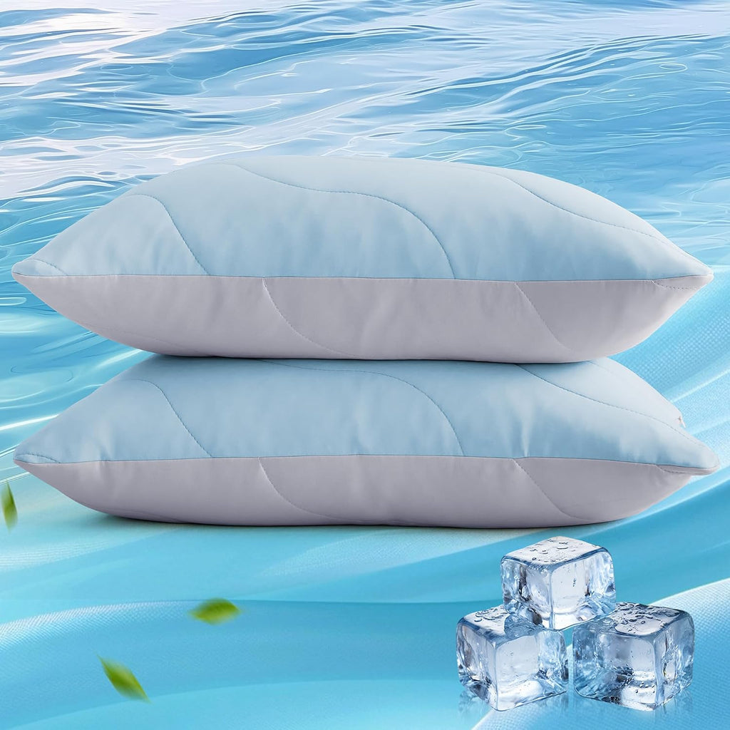 ThreeGeese Three Geese Cooling Goose Feather Down Pillows King Size Set of 2, Q-Max>0.45, Cool Hotel Bed Pillows for Hot Sleepers, Washable…