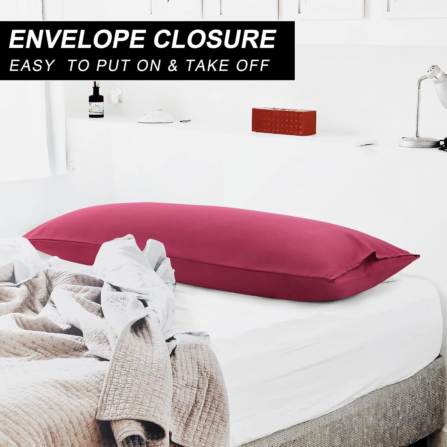uxcell 100% Microfiber Body Pillow Cover | 1800 Thread Count Pillowcase | Soft Pillow Case with Envelope Closure | 90 GSM Ployester | No Wr…