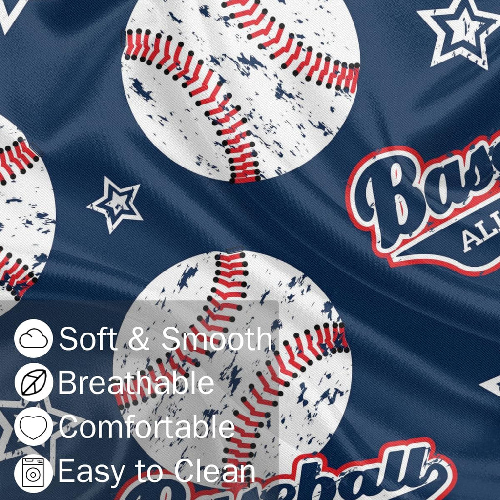 Sports Baseball Body Pillow Covers Decorative Soft Bedding Satin Pillowcase with Zipper Closure Cooling Breathable Long Pillow Case-21"x 54"