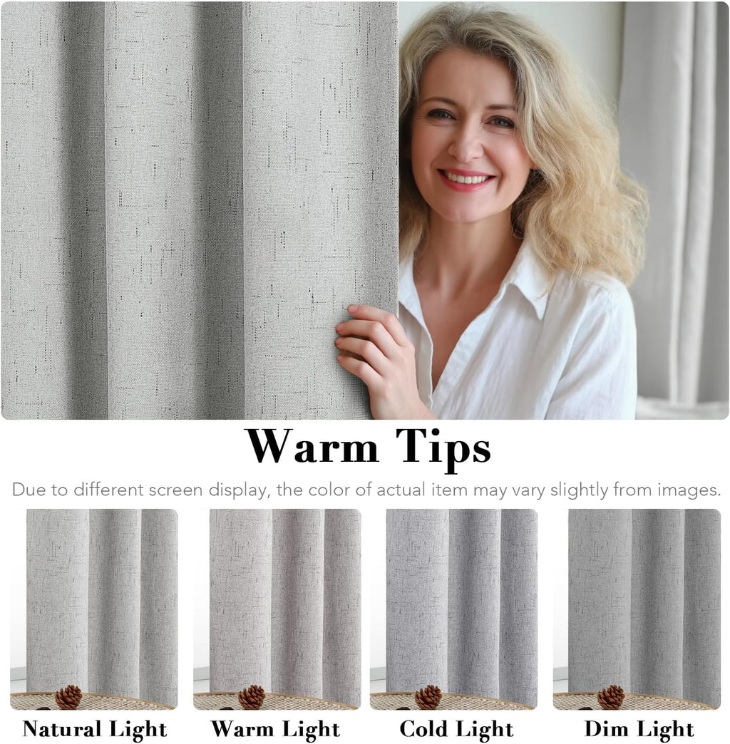 H.VERSAILTEX 100% Blackout Curtains for Bedroom Thermal Insulated Linen Textured Curtains Heat and Full Light Blocking Drapes Living Room…