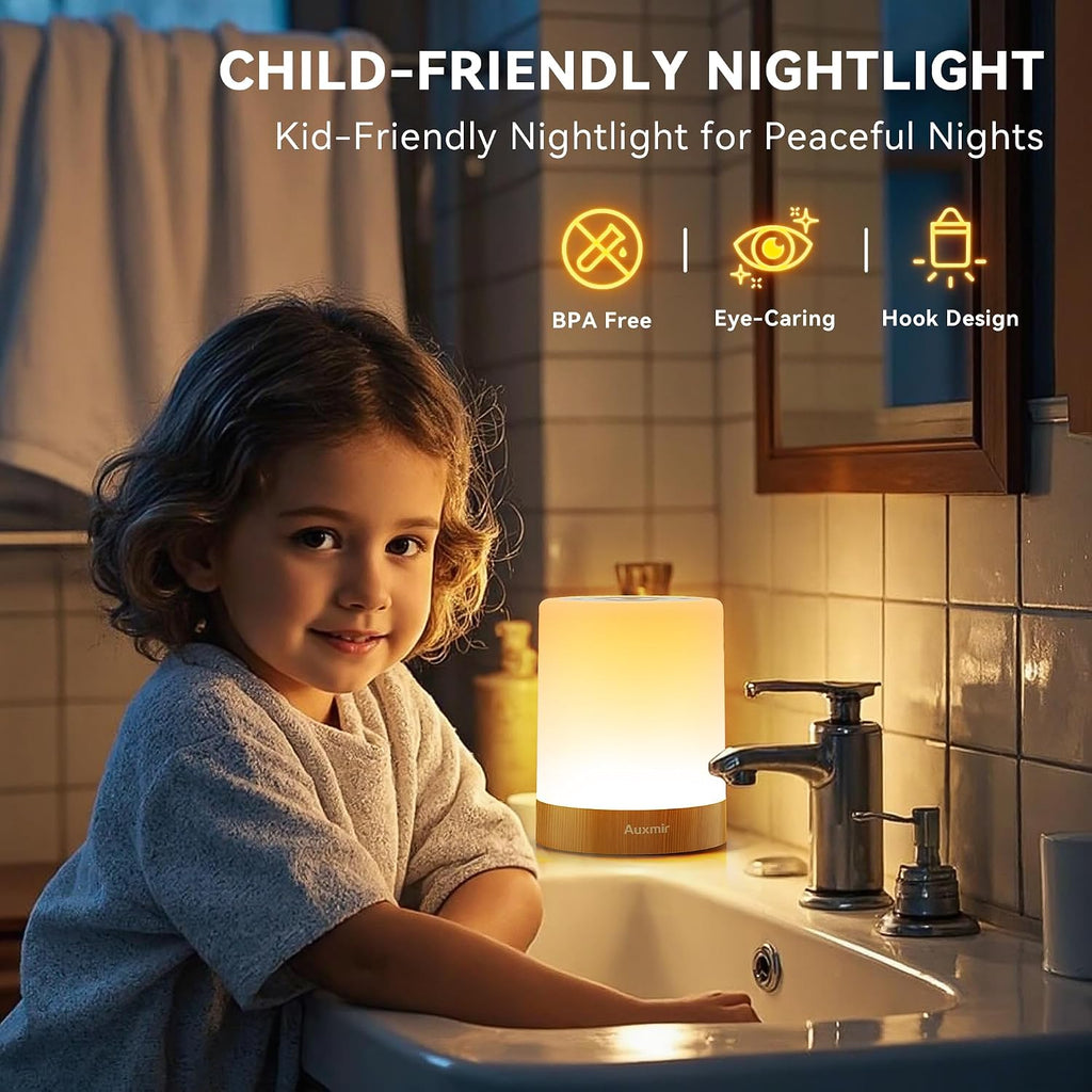 Auxmir Nursery Night Light for Baby, Rechargeable Touch Lamp for Breastfeeding & Diaper Changes, 256 RGB Colors 5 Brightness Levels, Timer,…