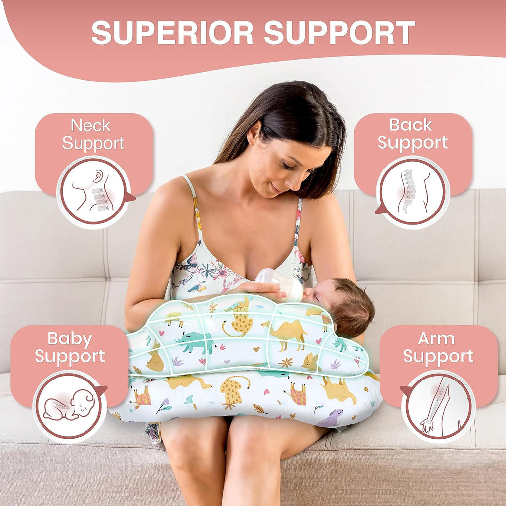 PILLANI Nursing Pillow for Breastfeeding, Breast Feeding Pillow with Security Fence for Enhanced Comfort, Baby Registry Search, Removable…