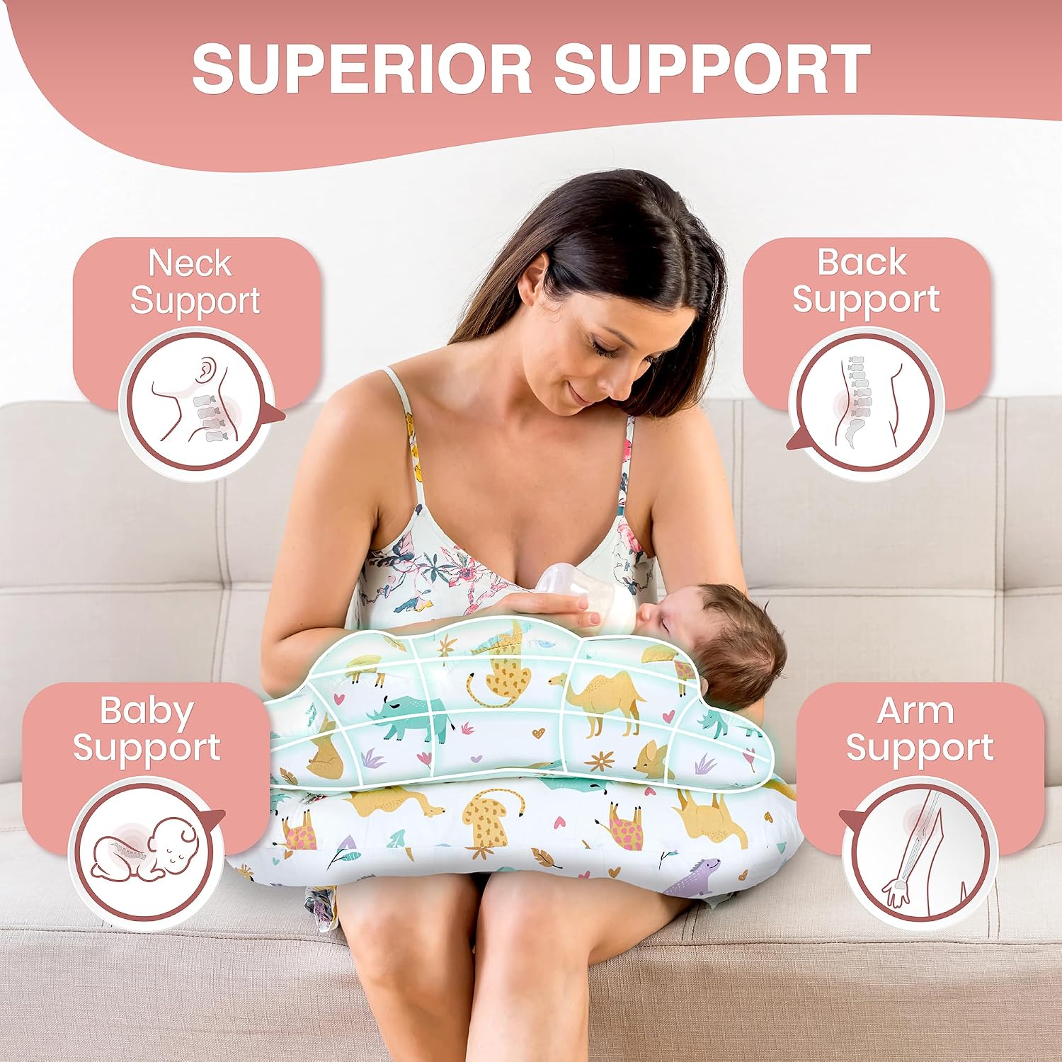 PILLANI Nursing Pillow for Breastfeeding, Breast Feeding Pillow with Security Fence for Enhanced Comfort, Baby Registry Search, Removable…
