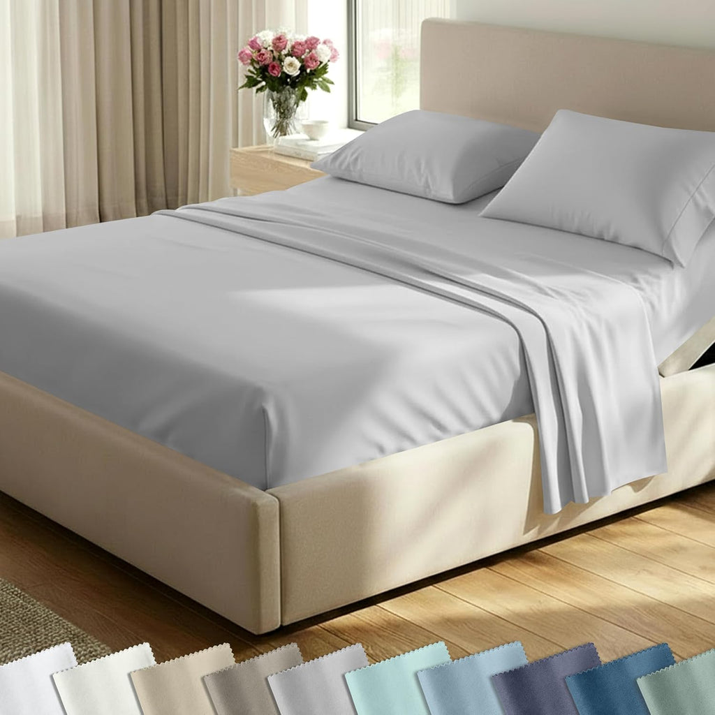 CaliforniaDesignDen California Design Den Soft 100% Cotton Split King Sheet Set, 400 TC Good Housekeeping Award Winner, Silky Smooth Sateen…