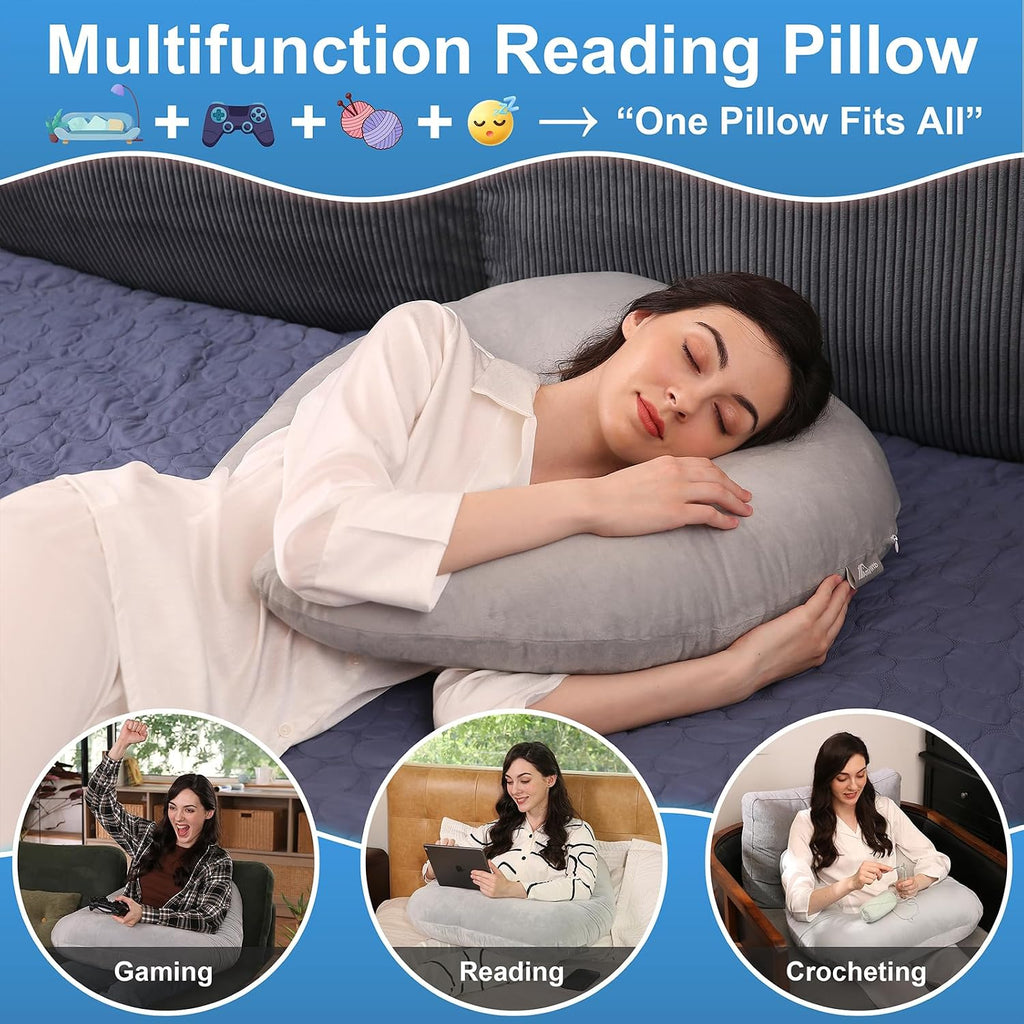 Ergonomic U-Shape Gaming & Lap Pillow - Crochet Pillow & Reading Support Pillow with Arm Relief, Comfort for Gamers, Crafters & Book…
