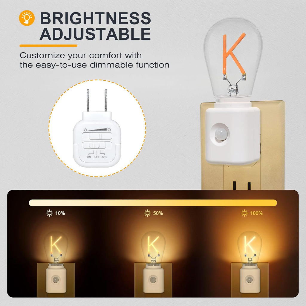 Night Lights Plug into Wall, Dimmable Night Light Pulg in, K-Type Night Lights with Motion Sensor, Adjustable Brightness 2200K LED Night…