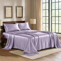 PureBedding Satin Sheets King [4-Piece, Lavender] Hotel Luxury Silky Bed Sheets - Extra Soft 1800 Microfiber Sheet Set, Wrinkle, Fade, Stai…