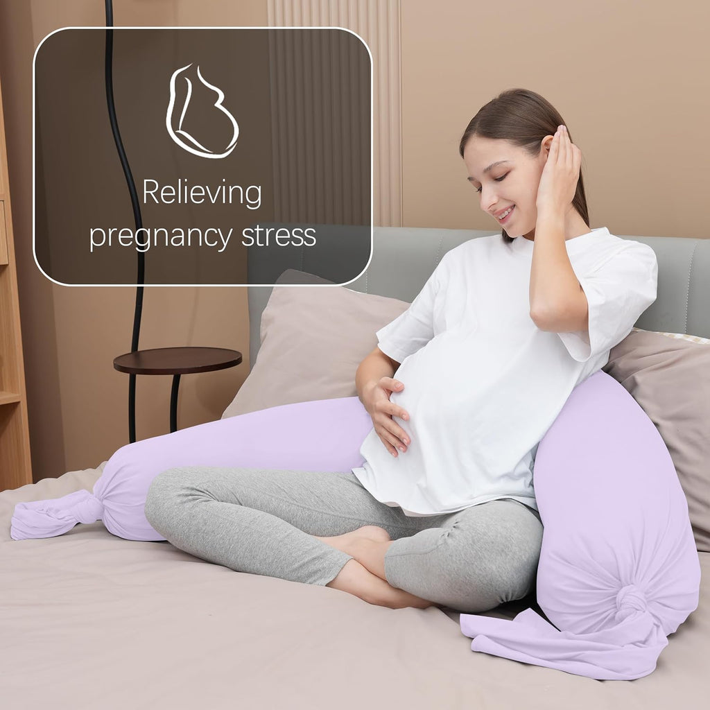 Moonpark MOON PARK Pregnancy Pillow - Incredibly Smooth and Soft Cooling Cover I Shaped Full Body Maternity Pillow with Removable Cover - S…