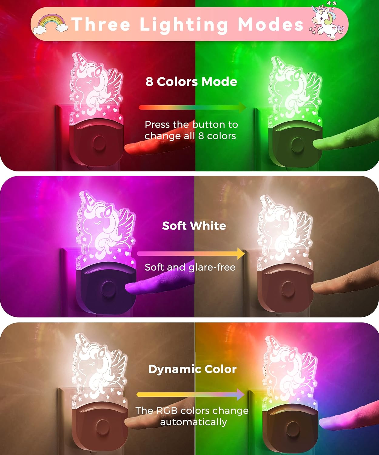 L LOHAS LED Night Light for Kids[2 Pack], Night Lights Plug into Wall with Dusk to Dawn, LED Cute Night Light, Color Changing Nightlight…