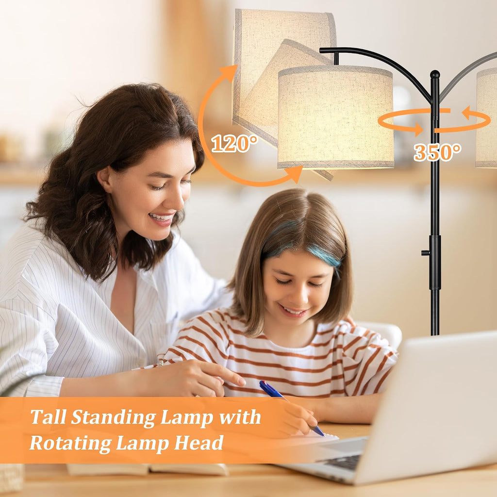 ROTTOGOON Dimmable Floor Lamp, Arc Floor Lamps for Living Room, Stepless Dimming Modern Standing Lamp with Linen Shade, Tall Lamp for…