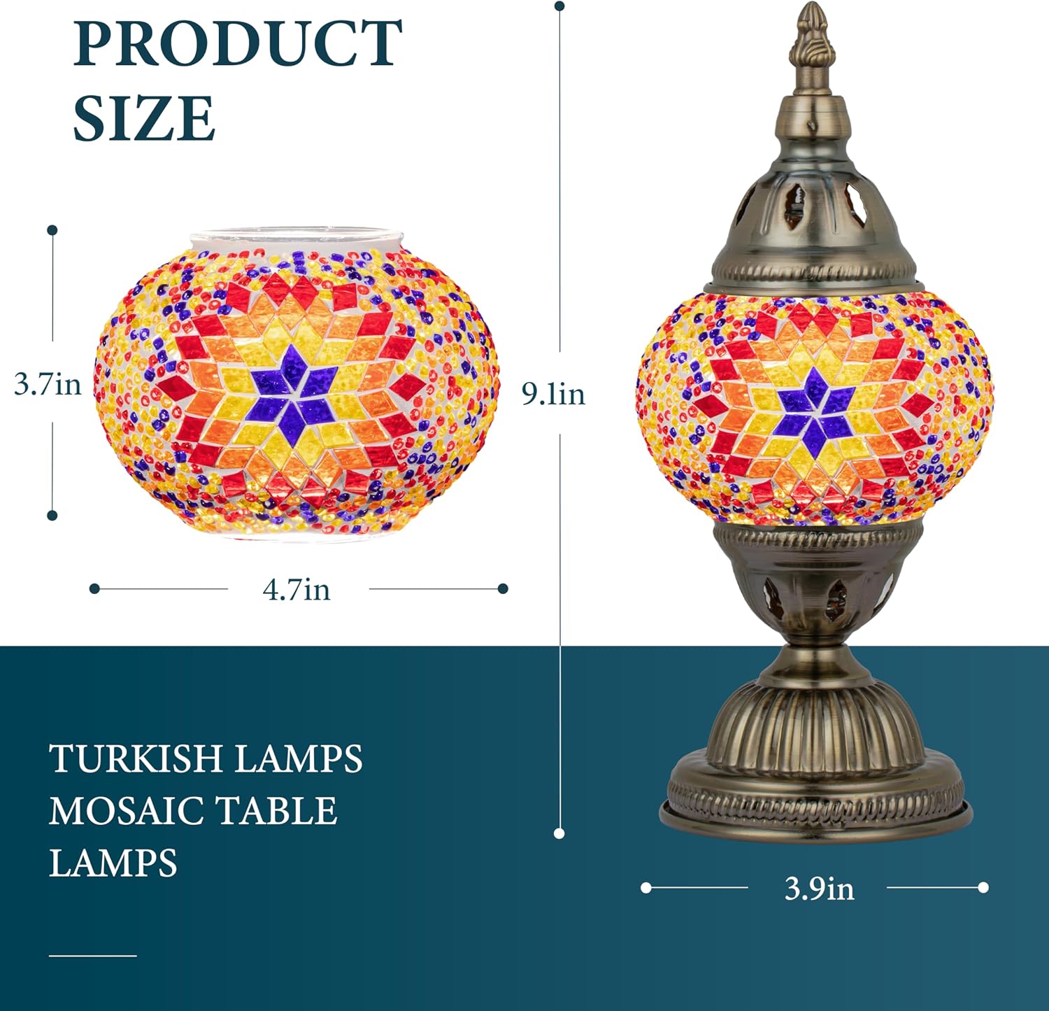 Marrakech Tiffany Lamp Turkish Table Lamps with Vintage Style, Handmade Moroccan Mosaic Lamp with Bronze Base Including LED Bulb for…