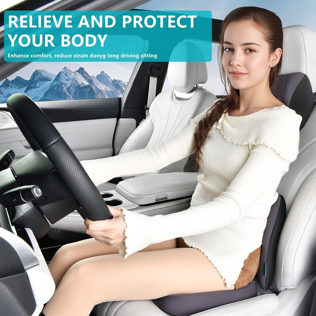 FLORICH 3 PCS Seat Cushion for Carseat Lumbar Support Pillow Car Neck Headrest Pillows Memory Foam Gel Memory Foam Massage Point Seat…
