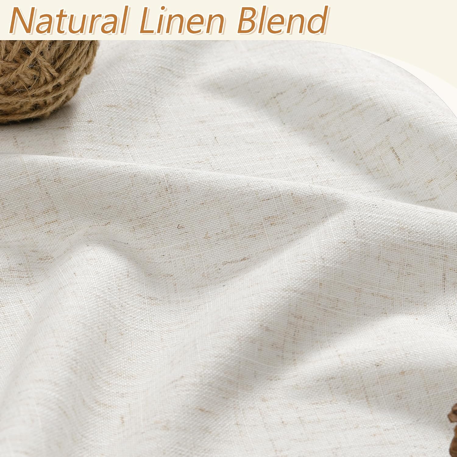 Guken Beige White 100% Blackout Linen Curtains 84 Inch Length 2 Panels Set for Living Room Bedroom Back Tab Thermal Insulated Black Out Dra…
