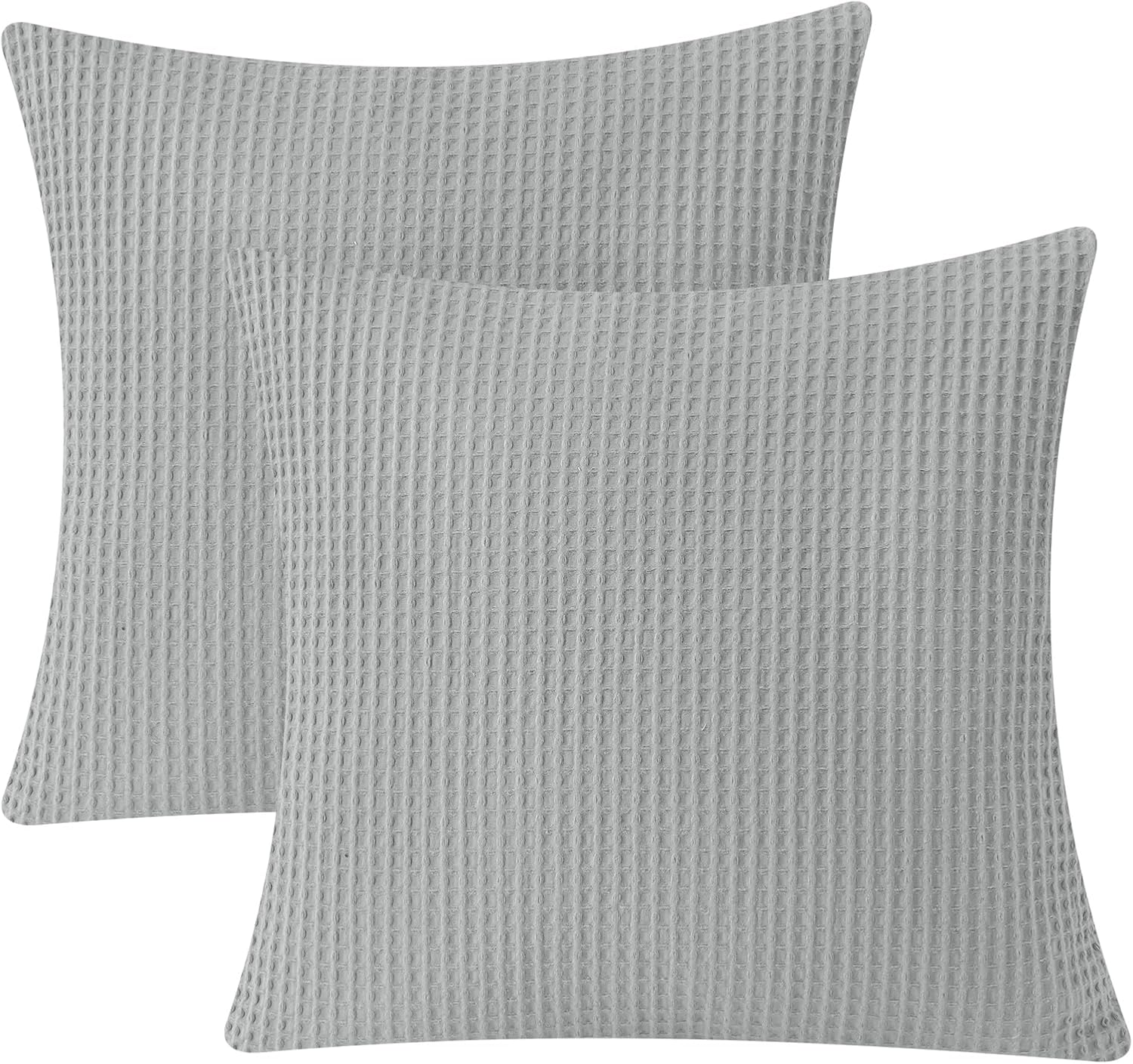 Phf 100% Cotton Waffle Weave Euro Shams 26" x 26", No Filling, 2 Pack Elegant Home Decorative Euro Throw Pillow Covers for Bed Couch Sofa,…