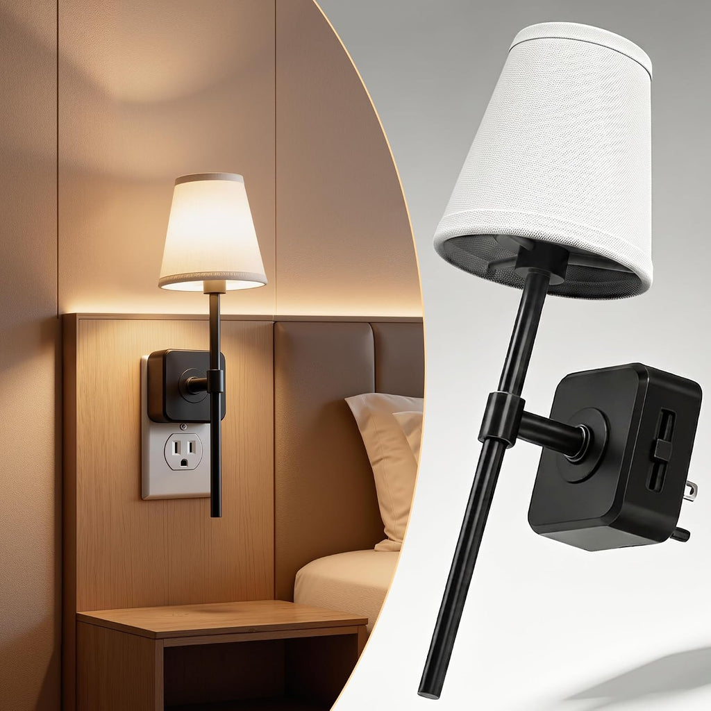 Llohasled L LOHAS LED Night Light, Night Lights Plug Into Wall with 0-100 LM Dimmable, Fabric Linen Shade Plug in Night Light, 3000K Warm L…