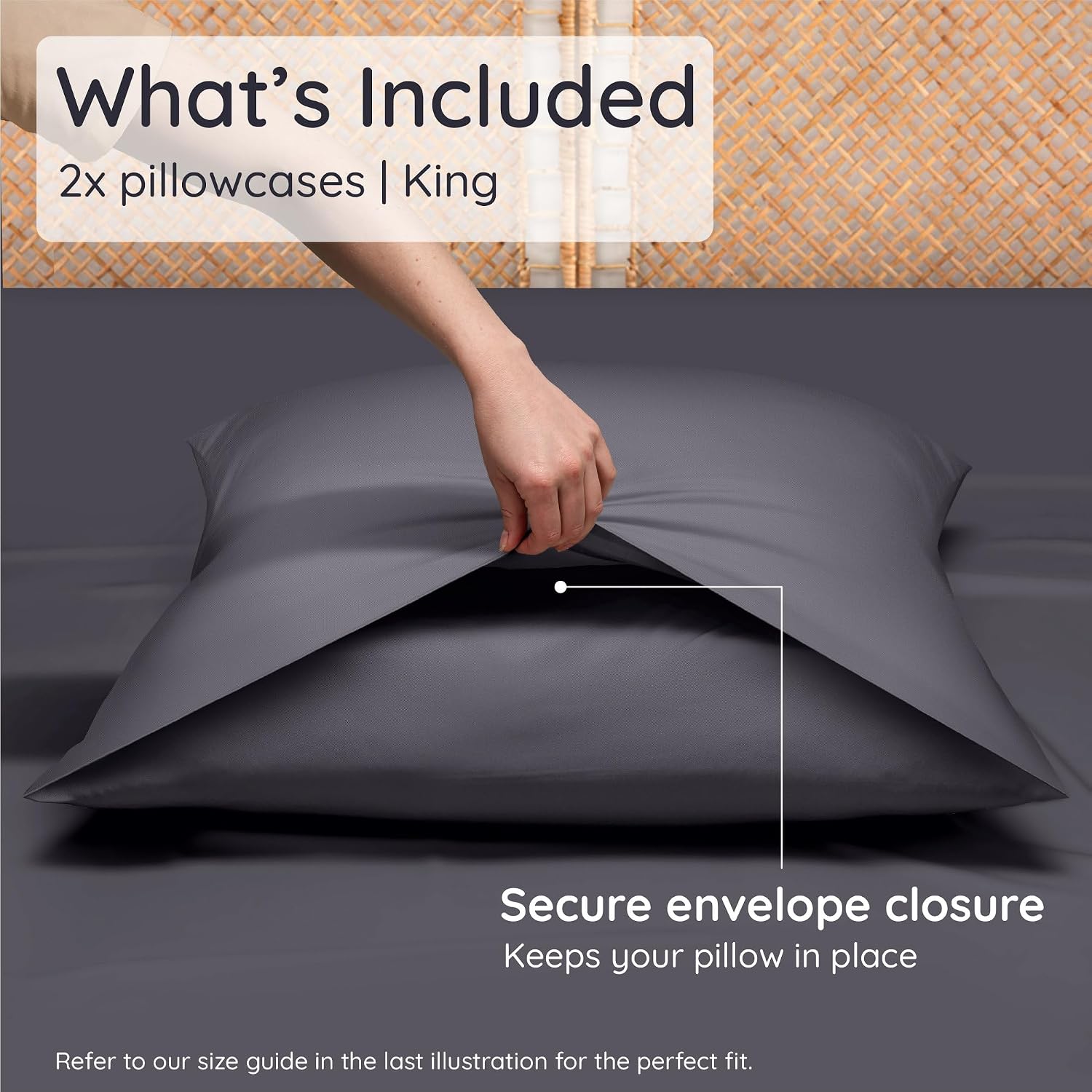 Bambaw 100% Viscose Derived from Bamboo Pillowcases King Size – Set of 2 King Size Cooling Pillow Cases for Hot Sleepers with Envelope Clos…