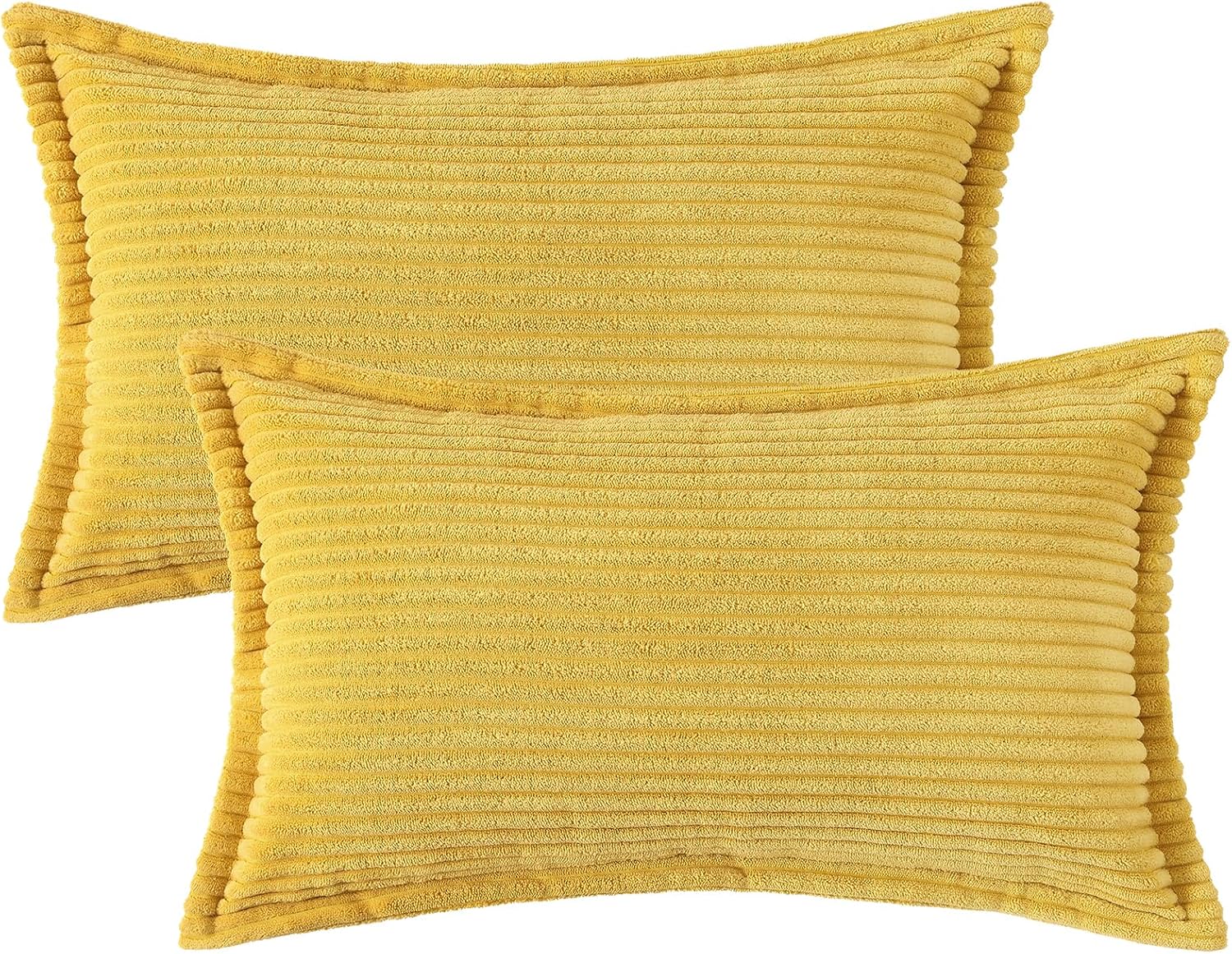 Mecatny Corduroy Summer Throw Pillow Covers 12x20 Set of 2, Neutral Decorative Soft Boho Lumbar Couch Pillow Covers with Broadside for…