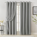 Bujasso Grey 90% Blackout Curtains with Sheer Overlay Mix and Match Double Layer Window Curtains Thermal Insulated 102 inch for Living Room…
