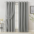 Bujasso Grey 90% Blackout Curtains with Sheer Overlay Mix and Match Double Layer Window Curtains Thermal Insulated 95 inch for Living Room…