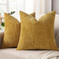 decorUhome Summer Mustard Yellow Chenille Euro Sham Throw Pillow Covers 26x26 Set of 2 Textured Cozy Slubby Couch Pillow Covers Modern Farm…