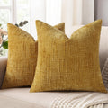 decorUhome Summer Mustard Yellow Chenille Throw Pillow Covers 16x16 Set of 2 Textured Soft Cozy Slubby Couch Pillow Covers Modern Farmhouse…