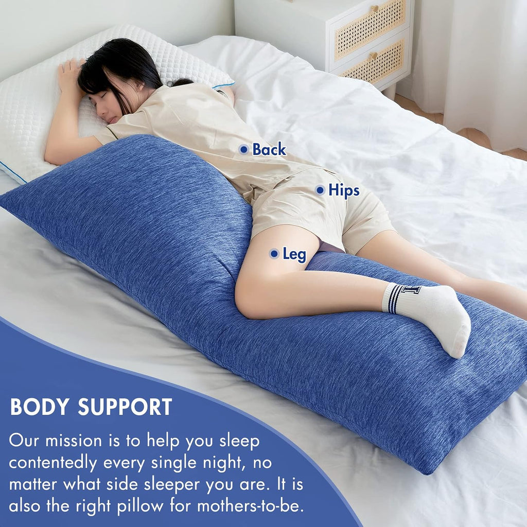 MIULEE Body Pillow for Adults Long Body Pillow for Side Sleeper Memory Foam Cooling Bed Full for Back/Stomach/Side Sleeping 20x54 Inch Blue