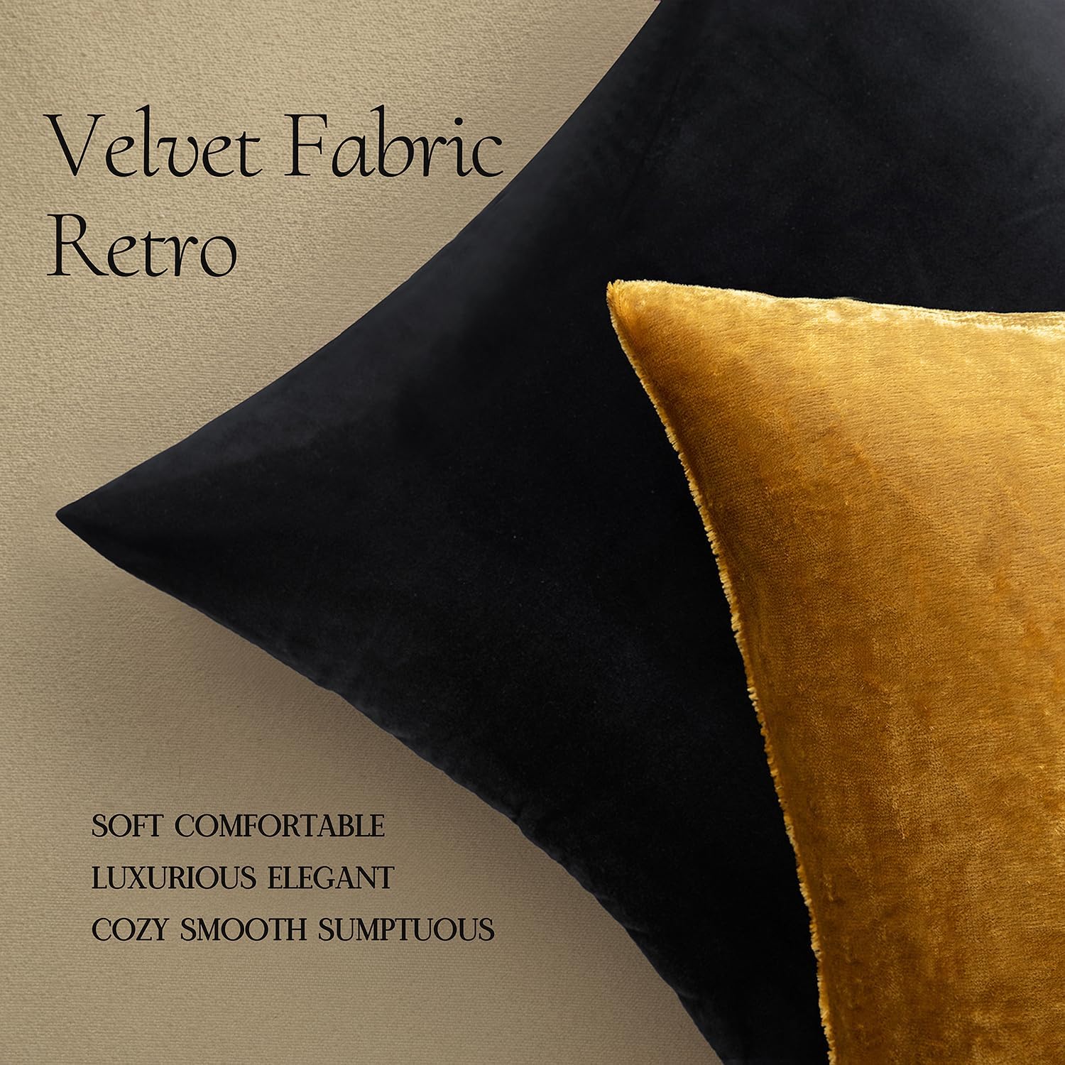 Miulee 24x24 Inch Euro Sham Velvet Pillow Covers, Set of 2 Large Square Decorative Pillows -Dark Gold Super Soft for King Bed, Sofa, Couch,…