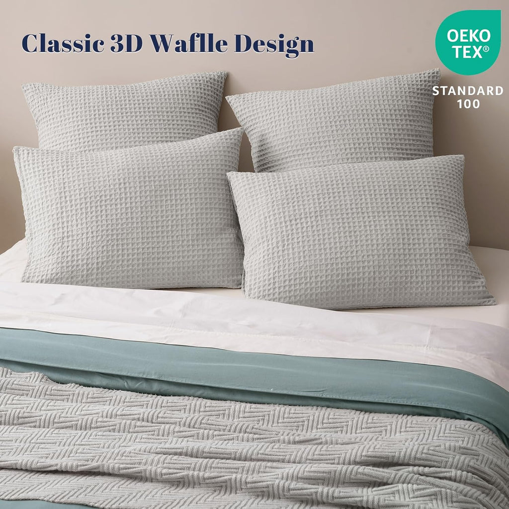 Phf Ultra Soft Waffle Weave Pillow Shams Standard Size, No Insert, 2 Pack 20" x 26" Pillowcases, Breathable & Skin-Friendly Pillow Cases, St…