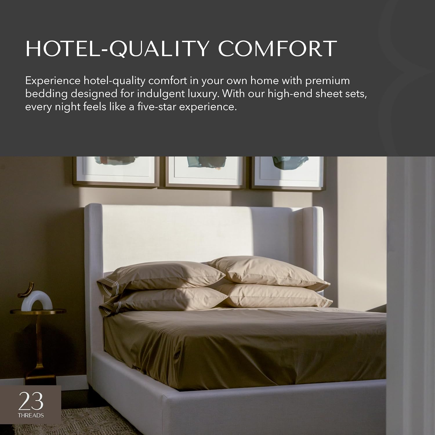 23Threads 23 THREADS X101 Series Cotton Percale Rich Bed Sheets and Pillowcases Set, 15 Inch Deep Pocket, Luxury Cooling Bedding Linen, Que…