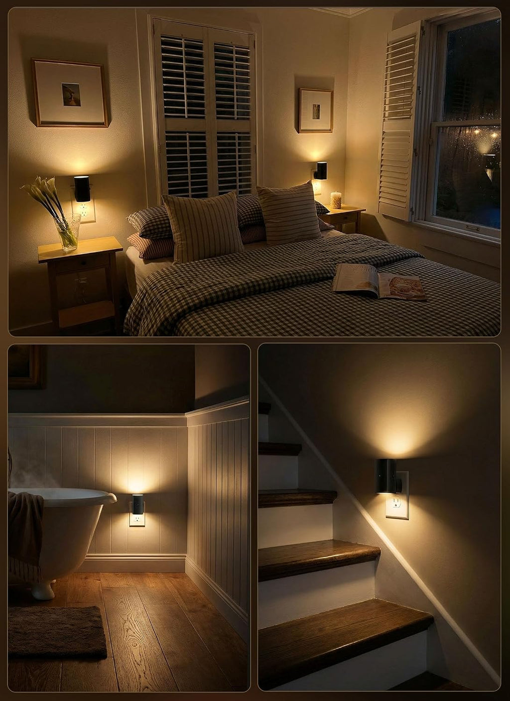 Brightown 2 Pack Night Lights Plug Into Wall, Modern Night Light with Rotating Plug, Dusk to Dawn Sensor, 0-100LM Stepless Dimming…
