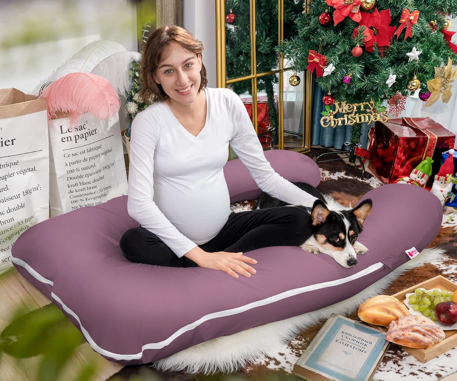 Meiz Pregnancy Pillow, Cooling Silky Pregnancy Pillows for Sleeping, Full Body Maternity Pillow for Pregnant Woman with Cooling Silky Jersey…