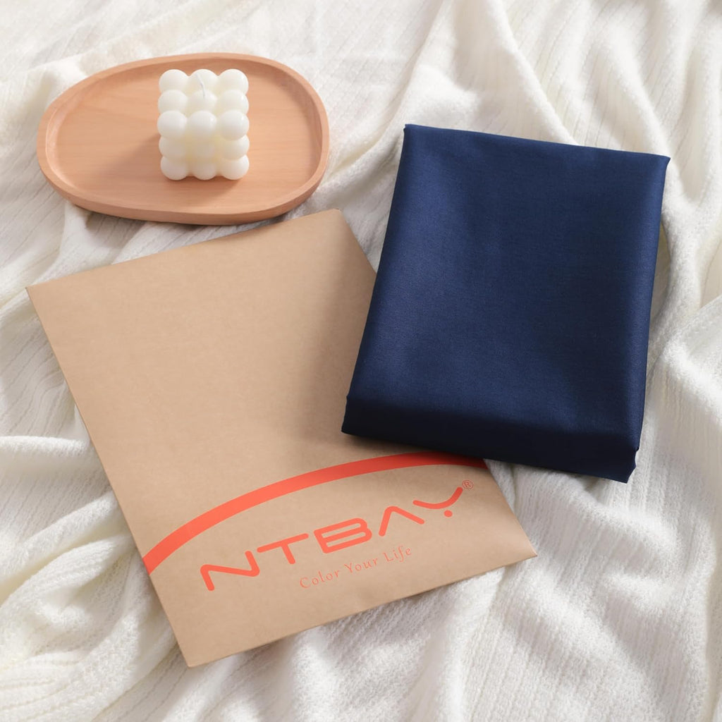 Ntbay King Cotton Pillowcases - Envelope Closure 20x36 Pillowcases Set of 2, Breathable and Soft Bed Pillow Cases, Navy Blue Cotton Blue