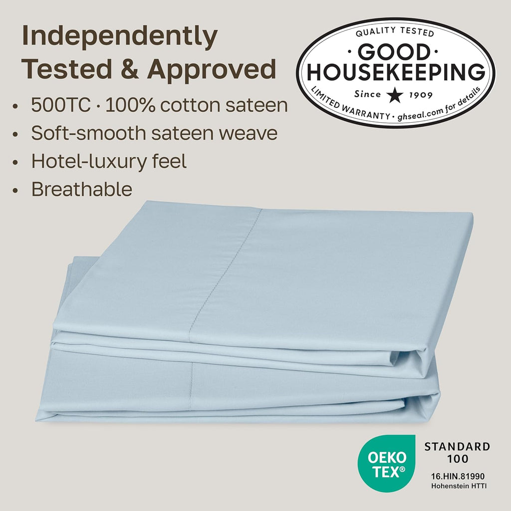 CALIFORNIA DESIGN DEN Soft & Silky 500 Thread Count 100% Cotton Sateen, Cool & Smooth with A Classic Opening, Set of 2 King Pillow Cases…