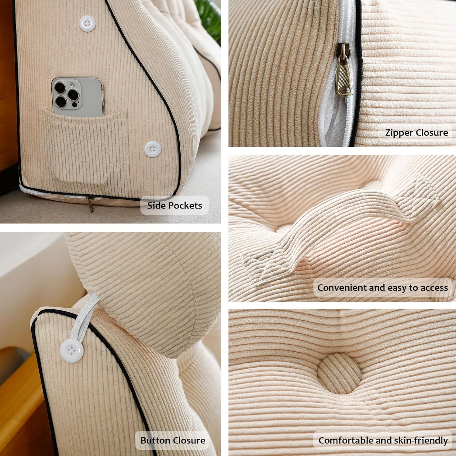 Bcareself Wedge Pillow – Reading & Bed Rest Pillow for Sitting in Bed, Couch, or Floor, Multi-Purpose Headboard Wedge for Sleeping, After S…