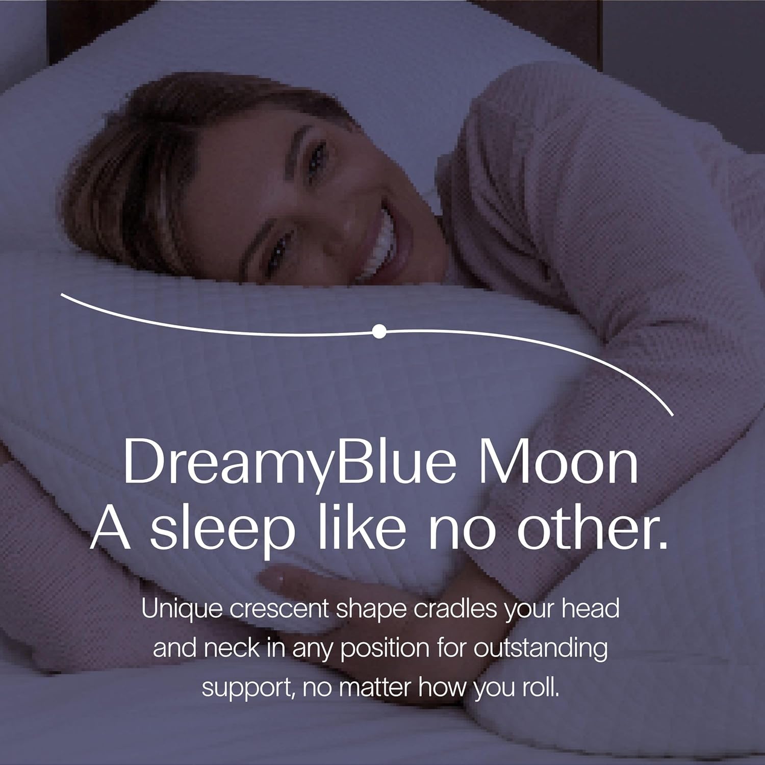 DreamyBlue Moon Pillow • Adjustable Loft, Luxury Cover, Shredded Memory Foam • for Back, Side and Combination Sleepers • Neutral Alignment…