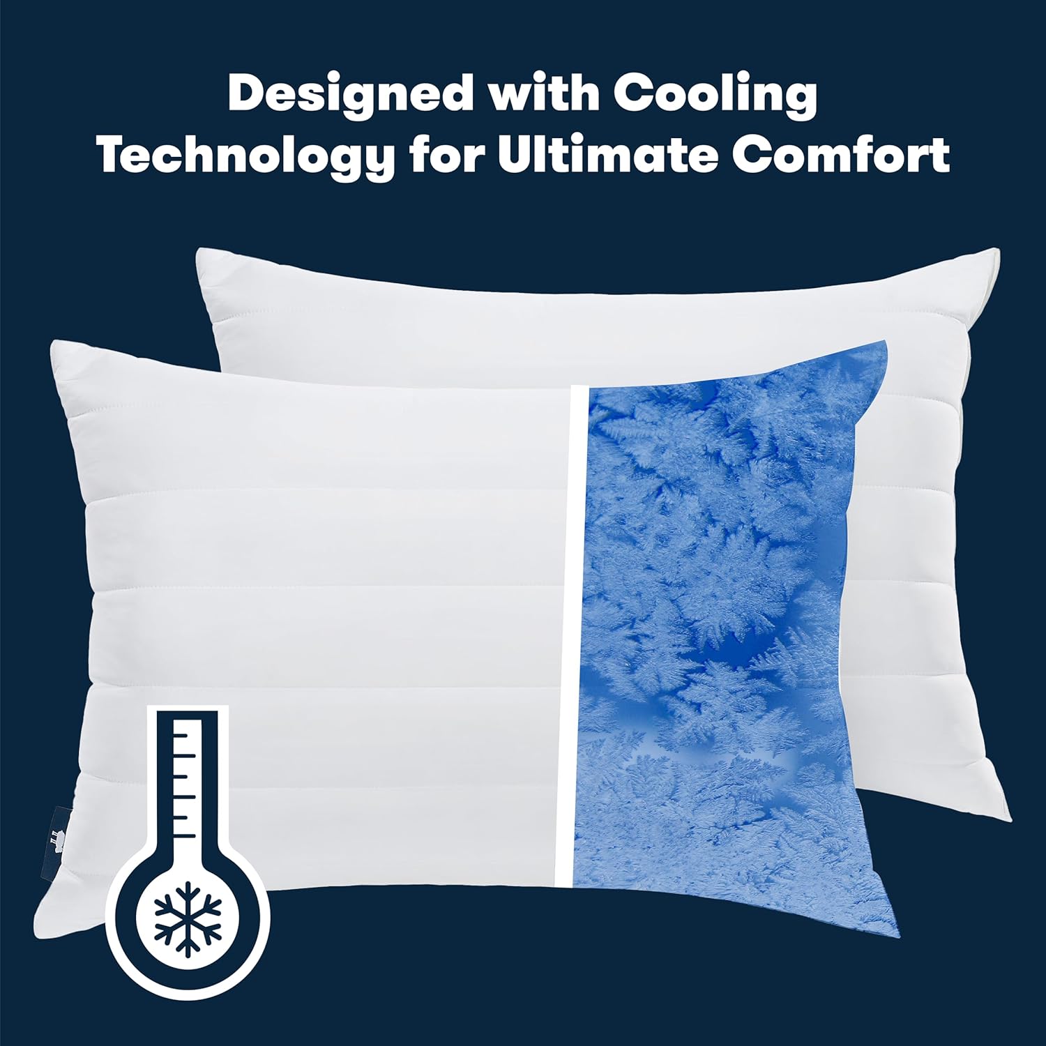 Serta Down Illusion Cooling Quilted Hypoallergenic Medium/Firm Bed Pillows for Side, Stomach or Back Sleepers (2 Pack), Standard/Queen, Whi…