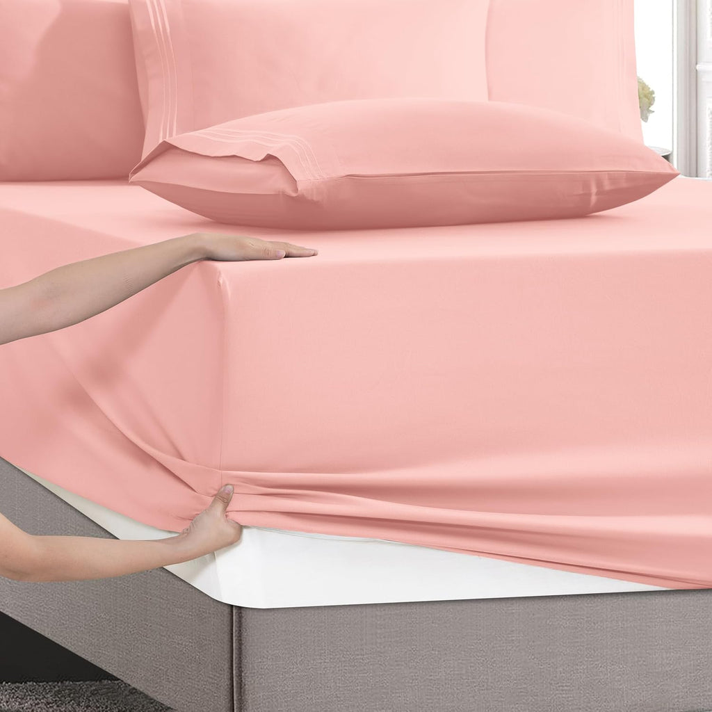 MocassiLuxuryBedding Mocassi Luxury 6-Piece Sheet Set, Ultra Soft 1800 Hotel Quality Microfiber Sheet Set, Fits Mattresses Up to 18 to 24 I…