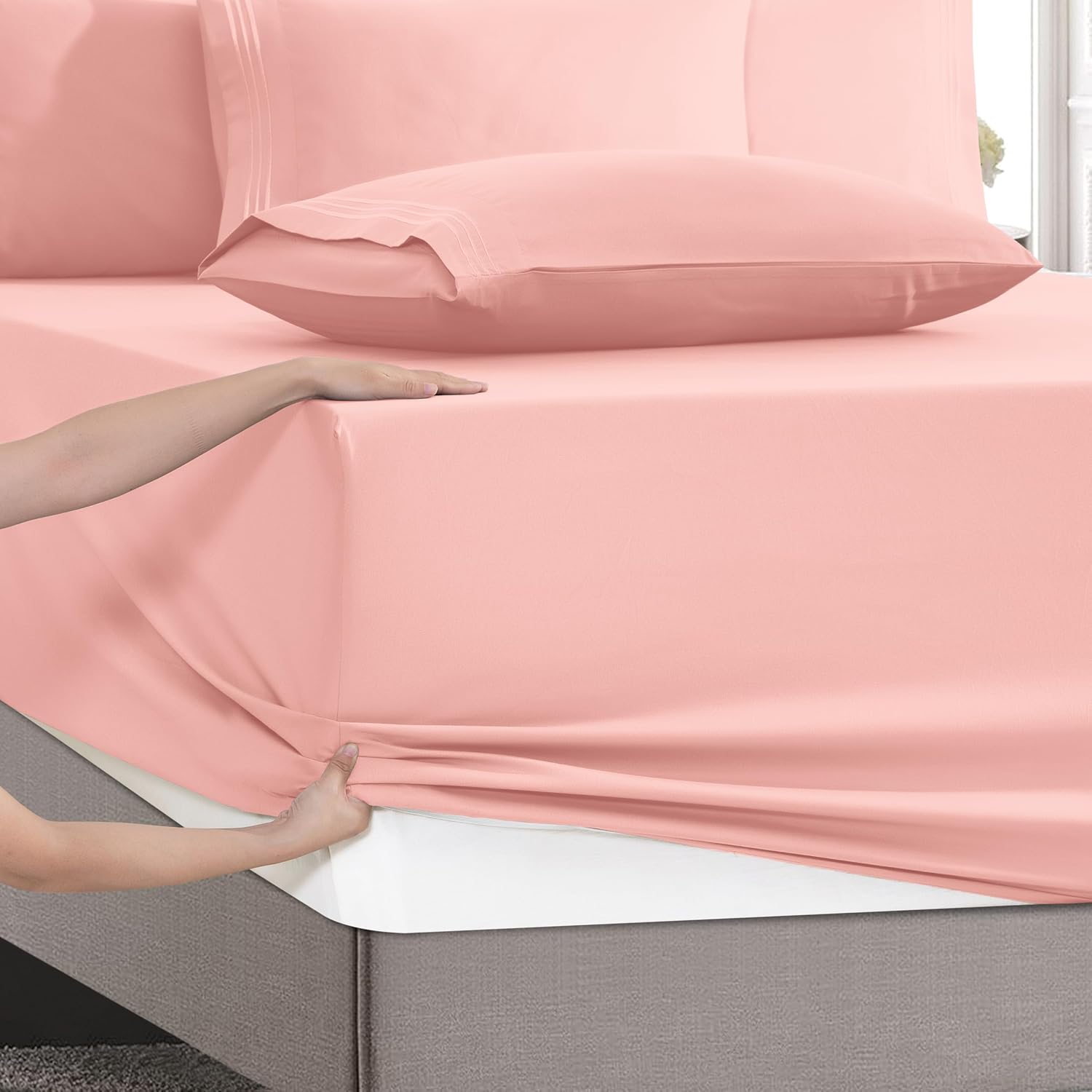 MocassiLuxuryBedding Mocassi Luxury 6-Piece Sheet Set, Ultra Soft 1800 Hotel Quality Microfiber Sheet Set, Fits Mattresses Up to 18 to 24 I…