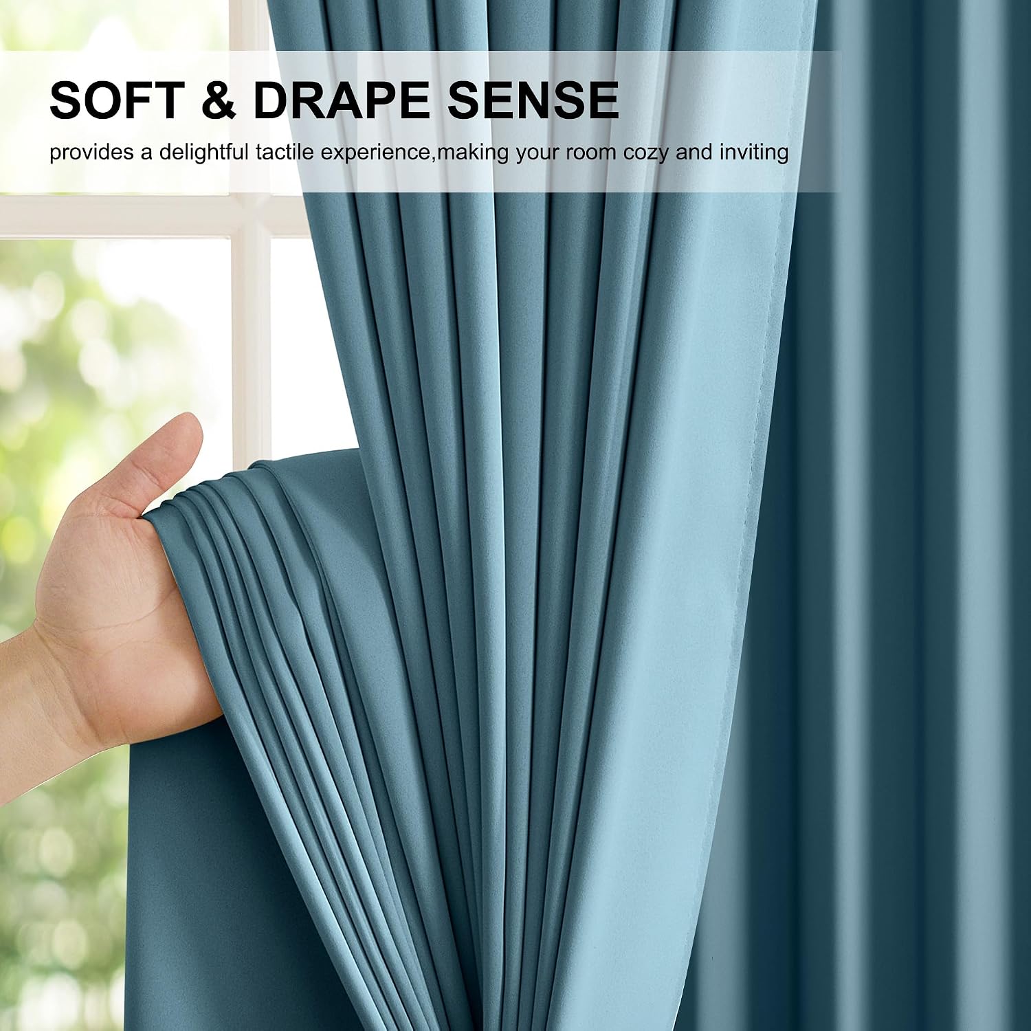 Nicetown Smoky Blue 100% Blackout Curtains 84 inches Long - 2 Panels, 52 inches Wide Each Panel, Thermal Insulated, Energy Efficient Rod Po…