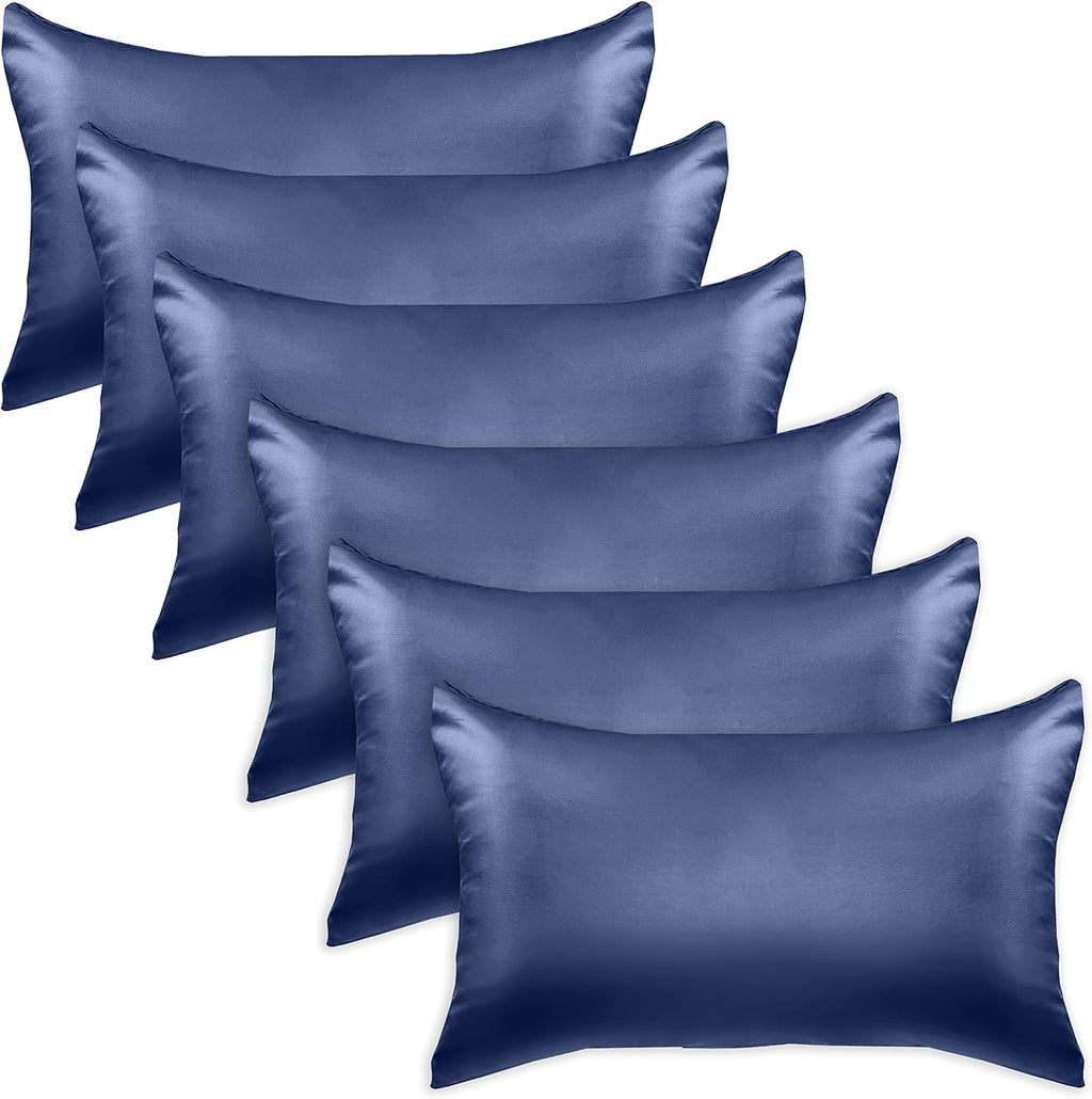 Elegantcomfort Elegant Comfort 6-Pack Cooling Viscose Satin Pillowcase Set with Hidden Zipper Closure, Silky Smooth for Hair and fabric…