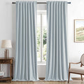 Miulee 100% Blackout Linen Curtains for Bedroom, Chambray Blue Solid Luxury Decor Thermal Insulation Room Darkening Drapes for Living Room…