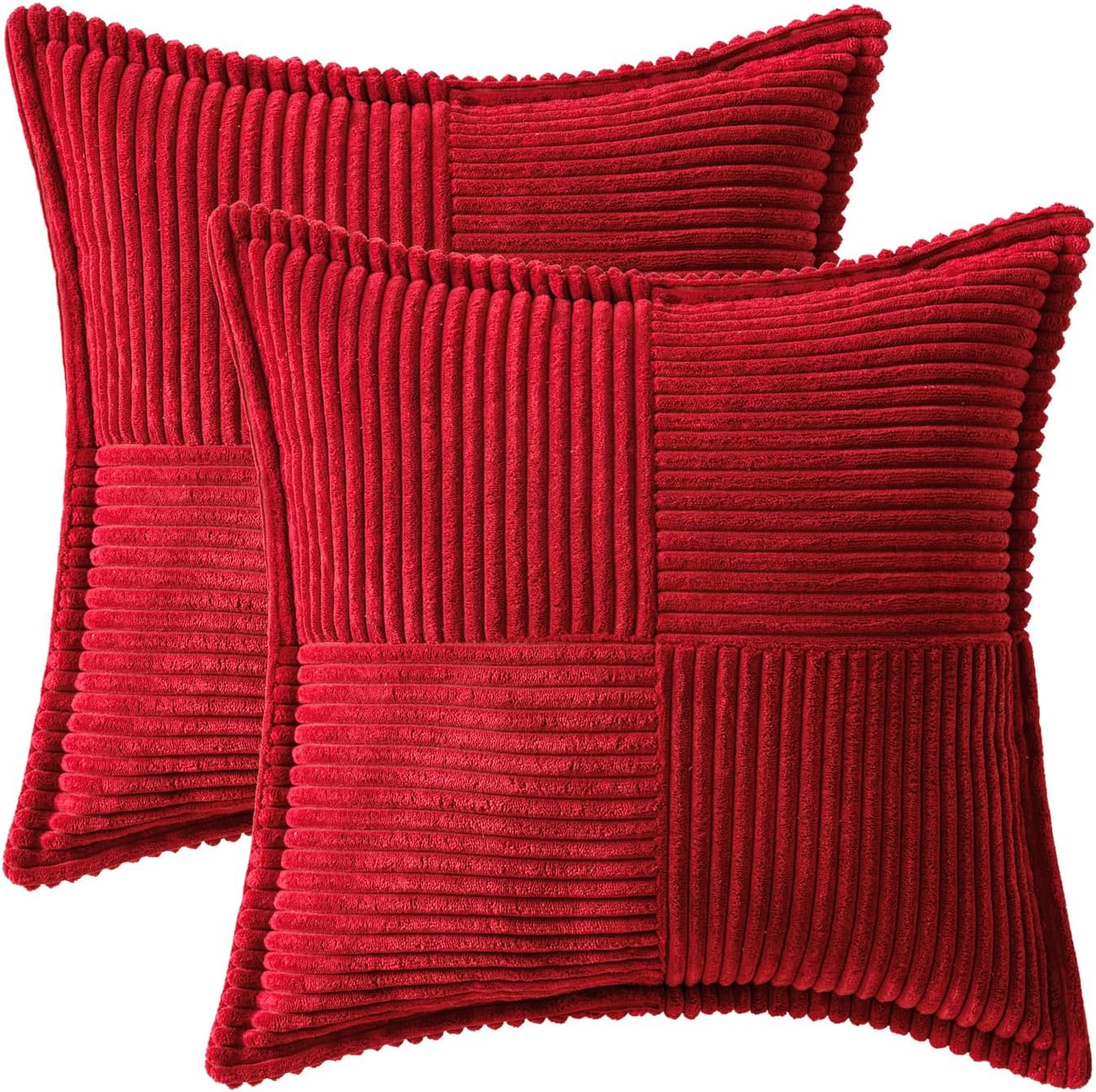MIULEE Decorative Euro Sham Throw Pillow Covers for Couch Bed Livingroom 24x24 Inch Set of 2 Red Boho Accent Throw Pllows Broadside…