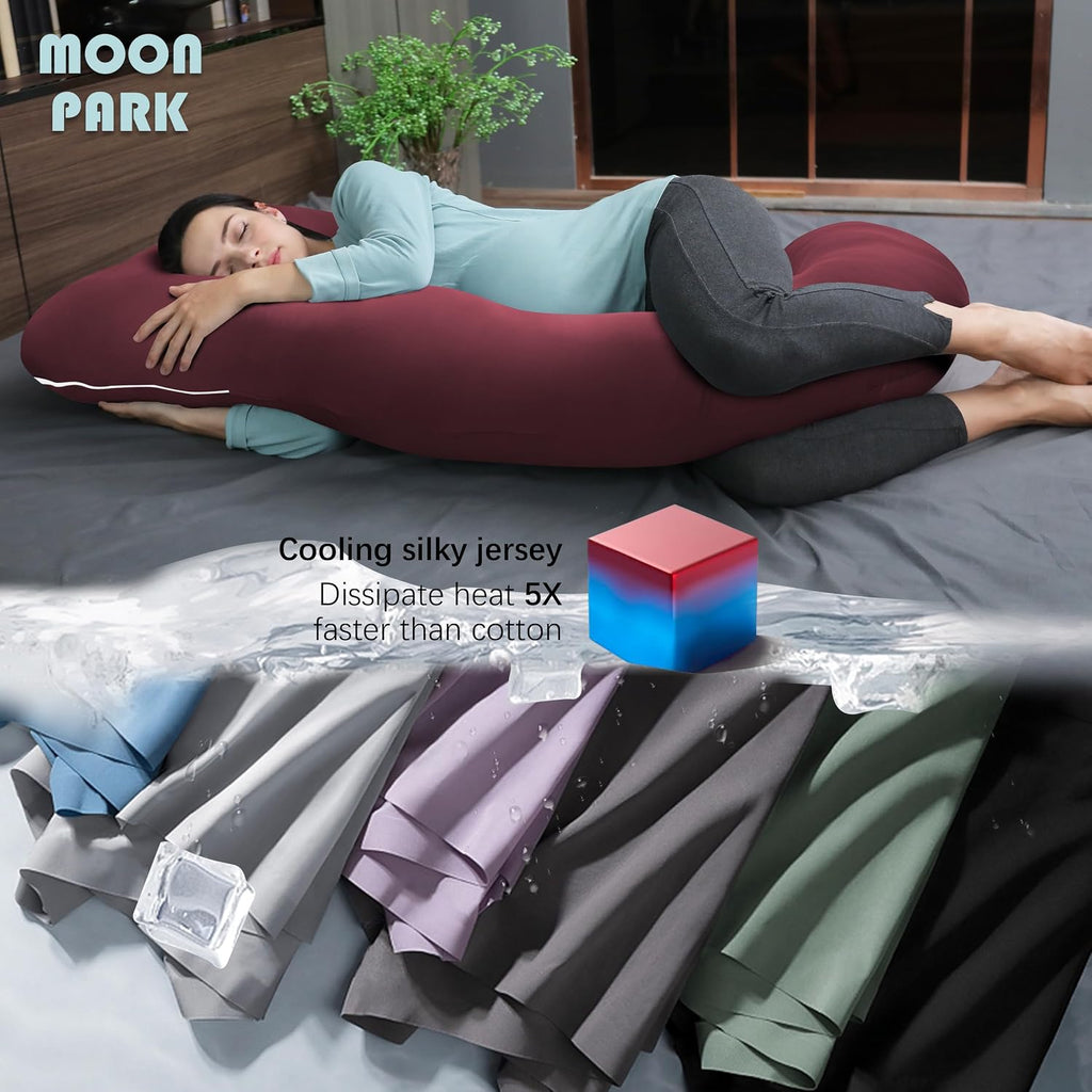Moonpark MOON PARK Pregnancy Pillows for Sleeping - U Shaped Full Body Maternity Pillow with Removable Cover - Support for Back, Legs, Bell…