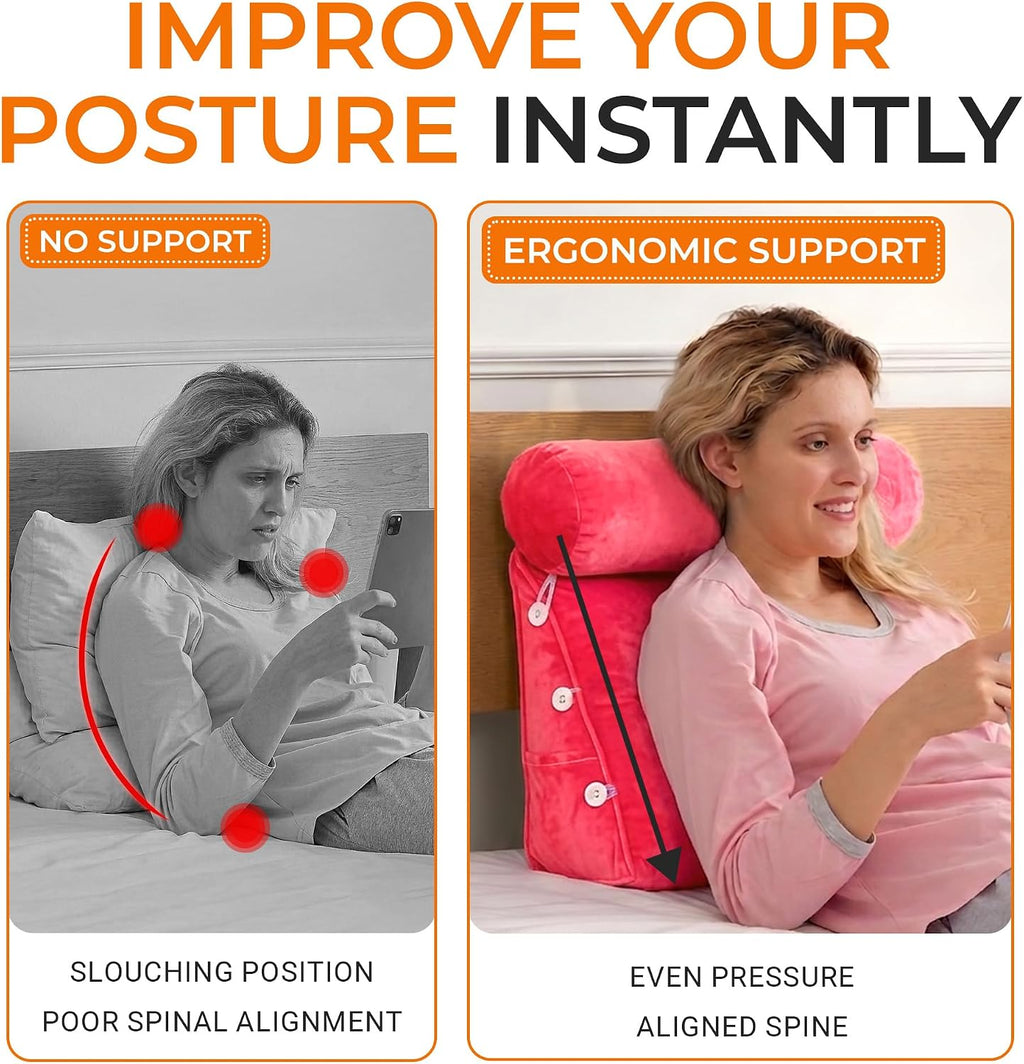 Cheer Collection Reading Wedge Pillow - Adjustable Wedge Reading Pillow with Neck Support, Hollow Fiber-Filled Backrest Pillow for…