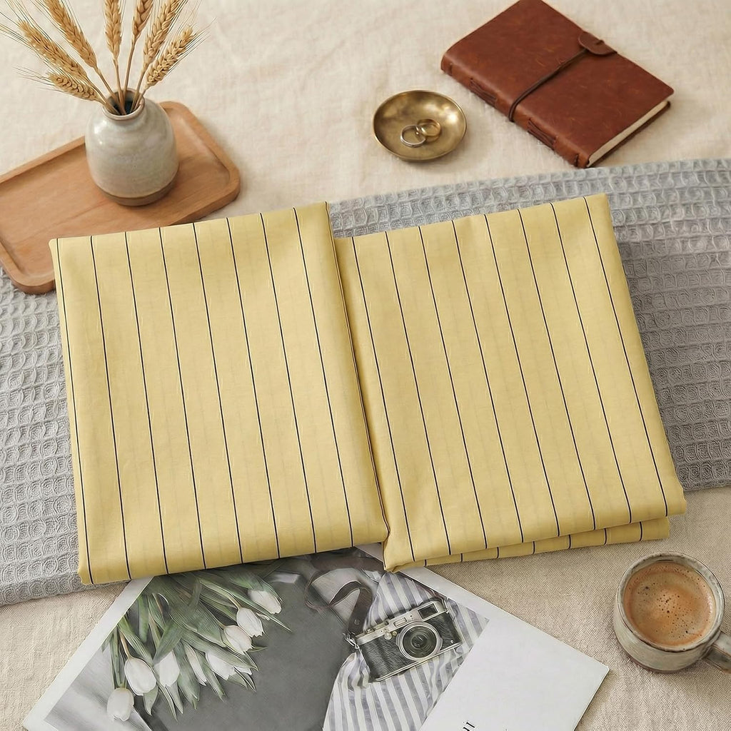 Merryword Yellow Striped Pillowcases, 100% Cotton Pillow Cases, Queen Size Pillowcases, Luxury Linen Like Pillowcase, Soft Breathable Pinst…