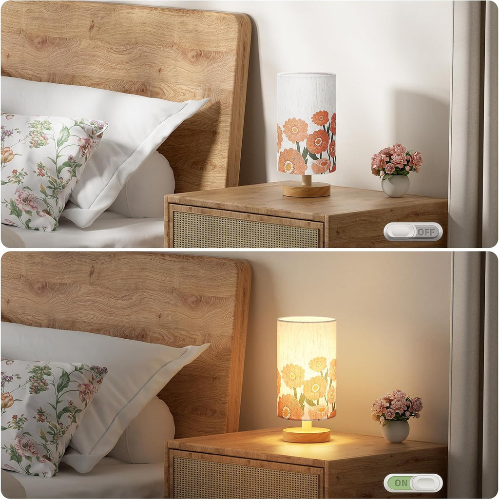 Fenmzee Sunflower Table Lamp for Bedroom - Inline Control, Small Bedside Lamp with 3000K A15 LED Blub, Easy Assembly (Sunflower Cream…