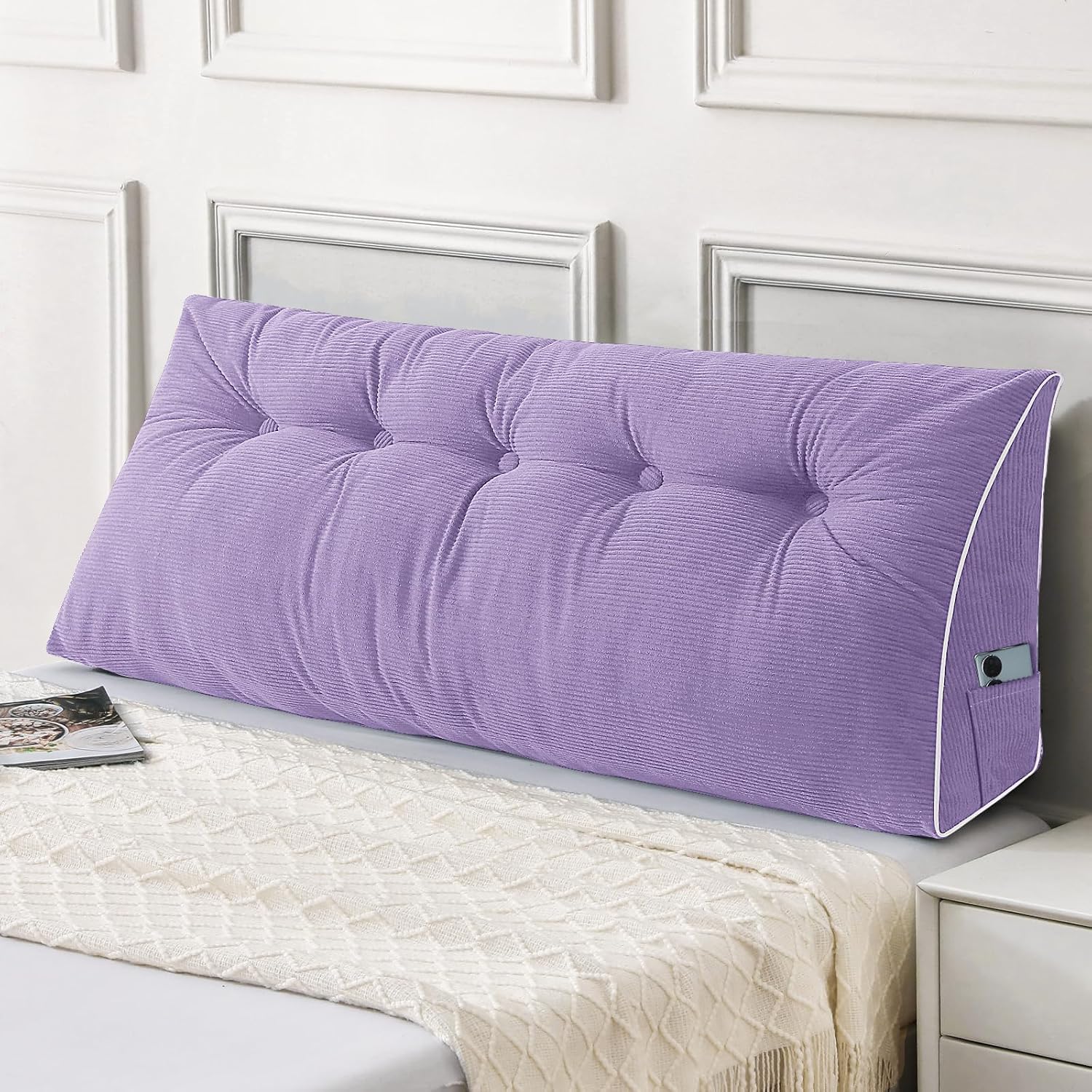 Sasttie Headboard Pillow Full, Wedge Pillow Headboard for Sitting Up in Bed, Back-Rest Support Triangular Cushion for Reading - Features Re…