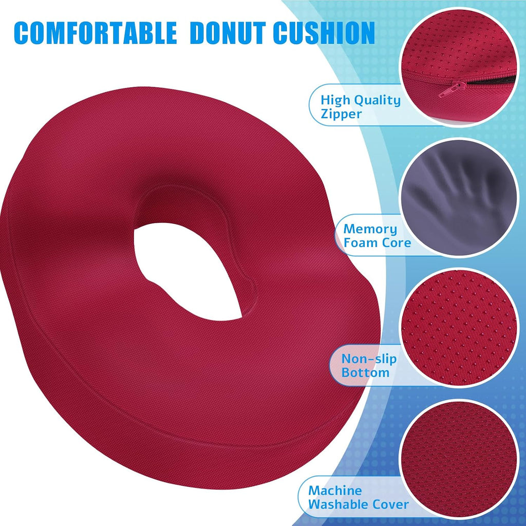 BlissTrends Donut Pillow Seat Cushion, Donut Chair Cushions for Postpartum Pregnancy & Hemorrhoids, Tailbone Cushion, Memory Foam Lifting C…