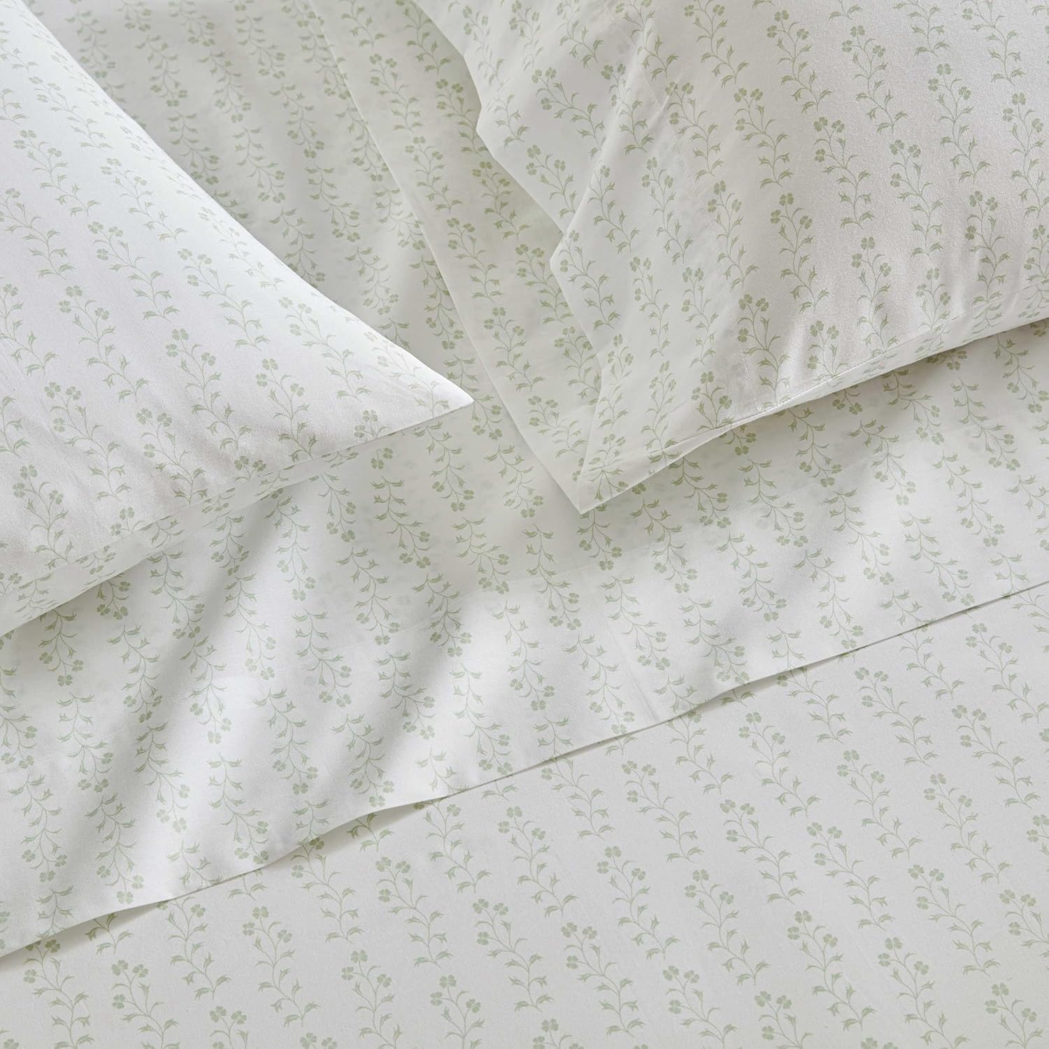 MarthaStewart Martha Stewart - Queen Size Sheets Set, Crisp & Tailored Cooling Sheets w/a Naturally Smooth Cotton Percale Lightweight Feel…